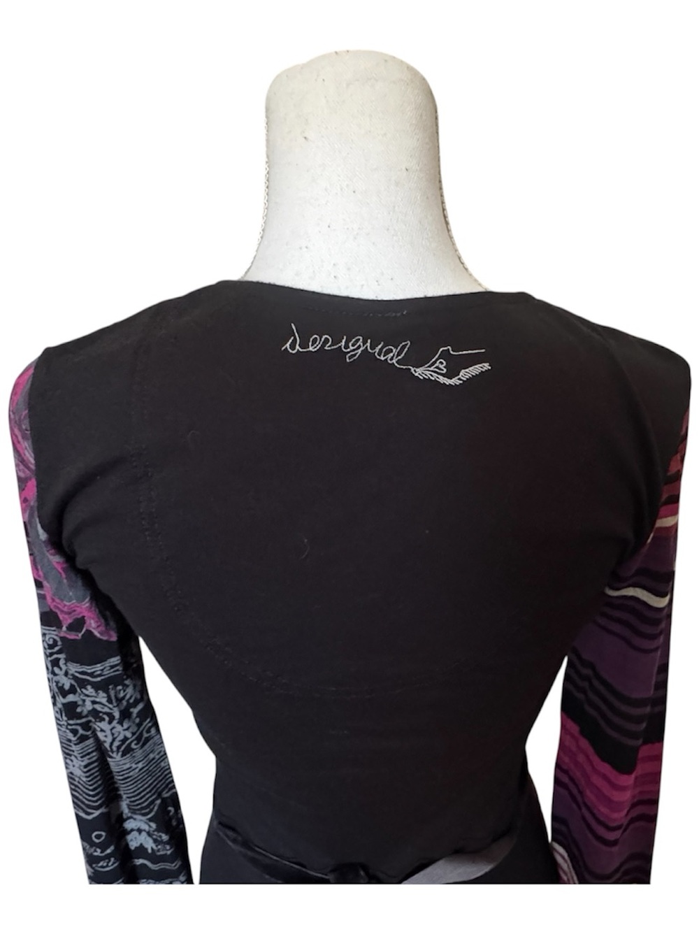 Desigual Purple, Pink & Black Mixed-Print Wrap Midi Dress - Picture 3 of 6